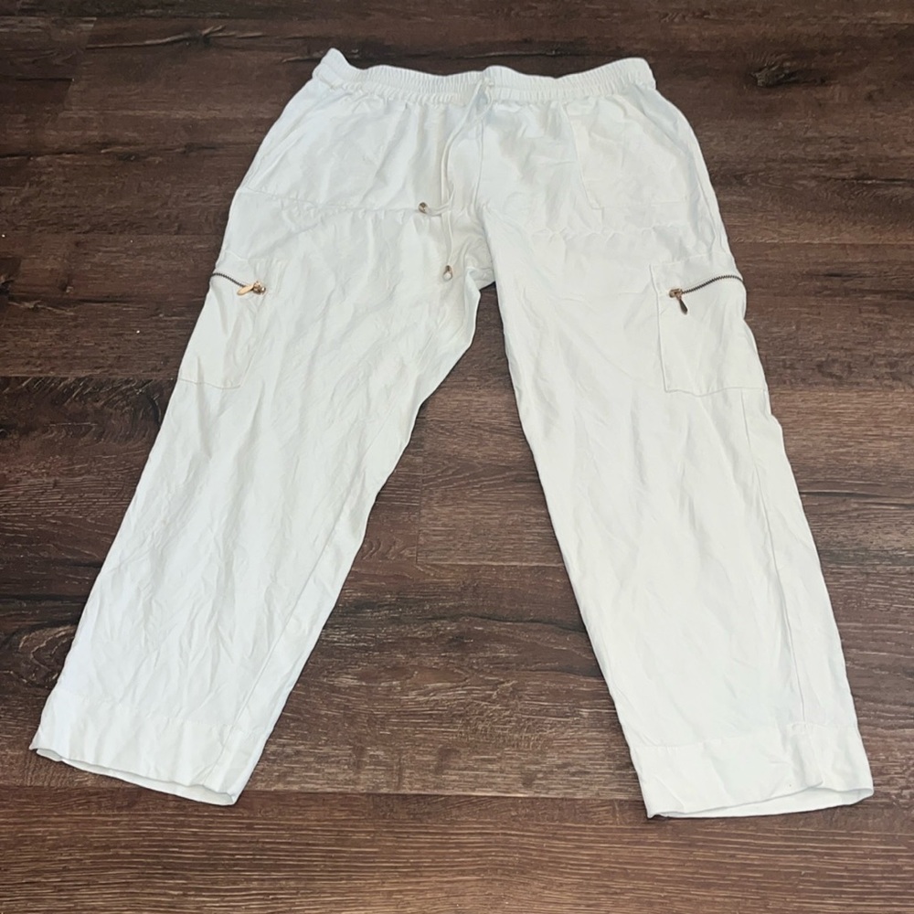 Soft Surroundings Silk Drawstring Pants Jogger Cargo Size PM EUC
